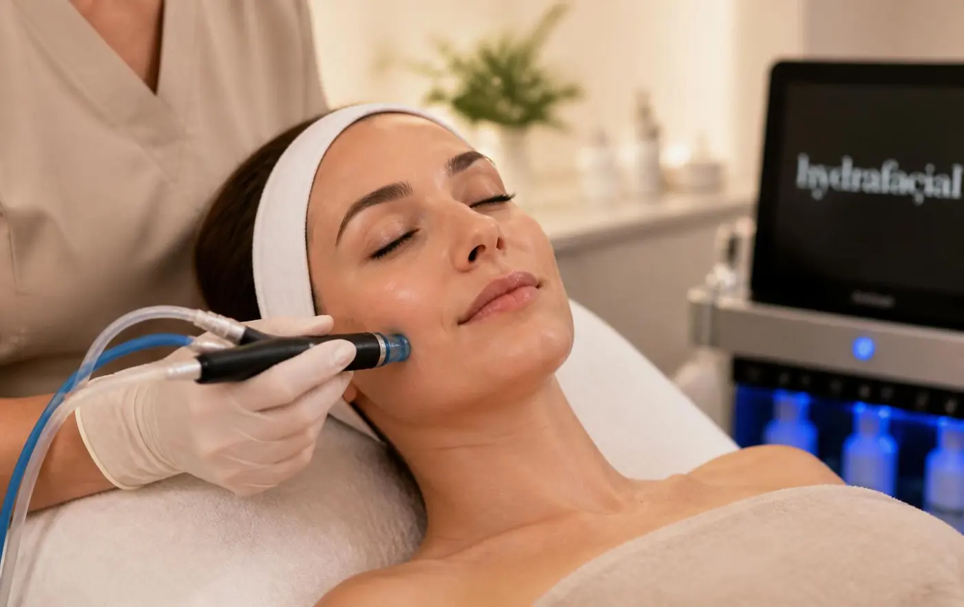 A HydraFacial treatment being performed with the Syndeo device at Affordable Laser in Tucson